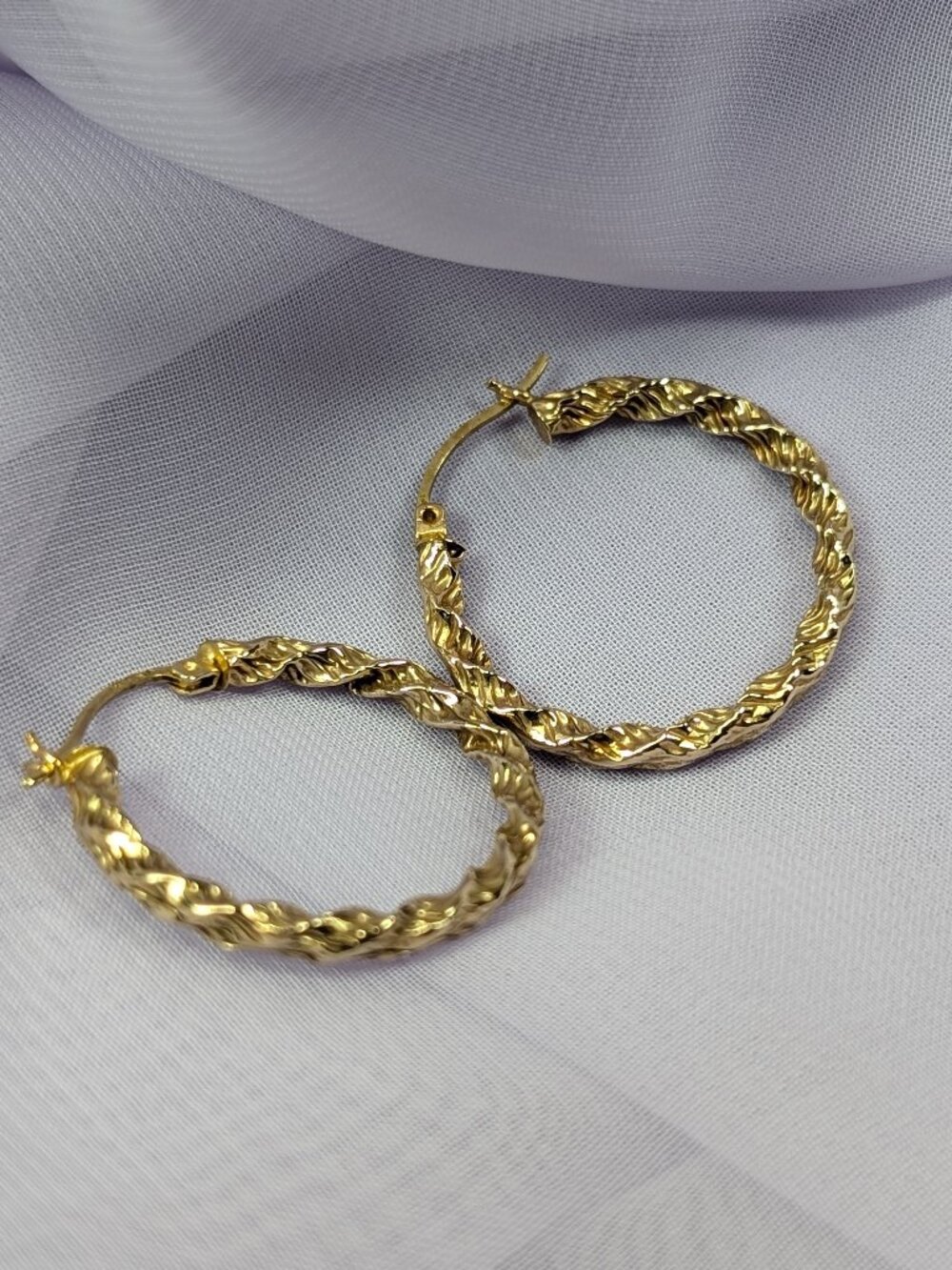 Gold Tone Twisted Rope Hoop Earrings